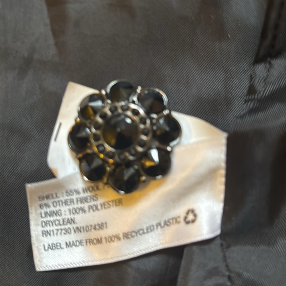 Small black and white polka dot Merona wool coat - Picture 4 of 5